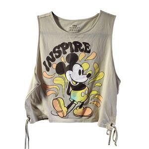 Disney Mickey Mouse Inspire Graphic Crop Tank Top Women's XL Tie Side